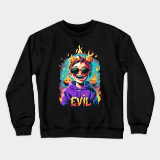 Evil halloween pumpkin boy Crewneck Sweatshirt